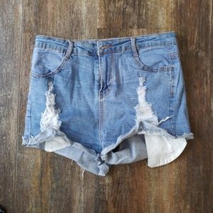 High waisted jean shorts